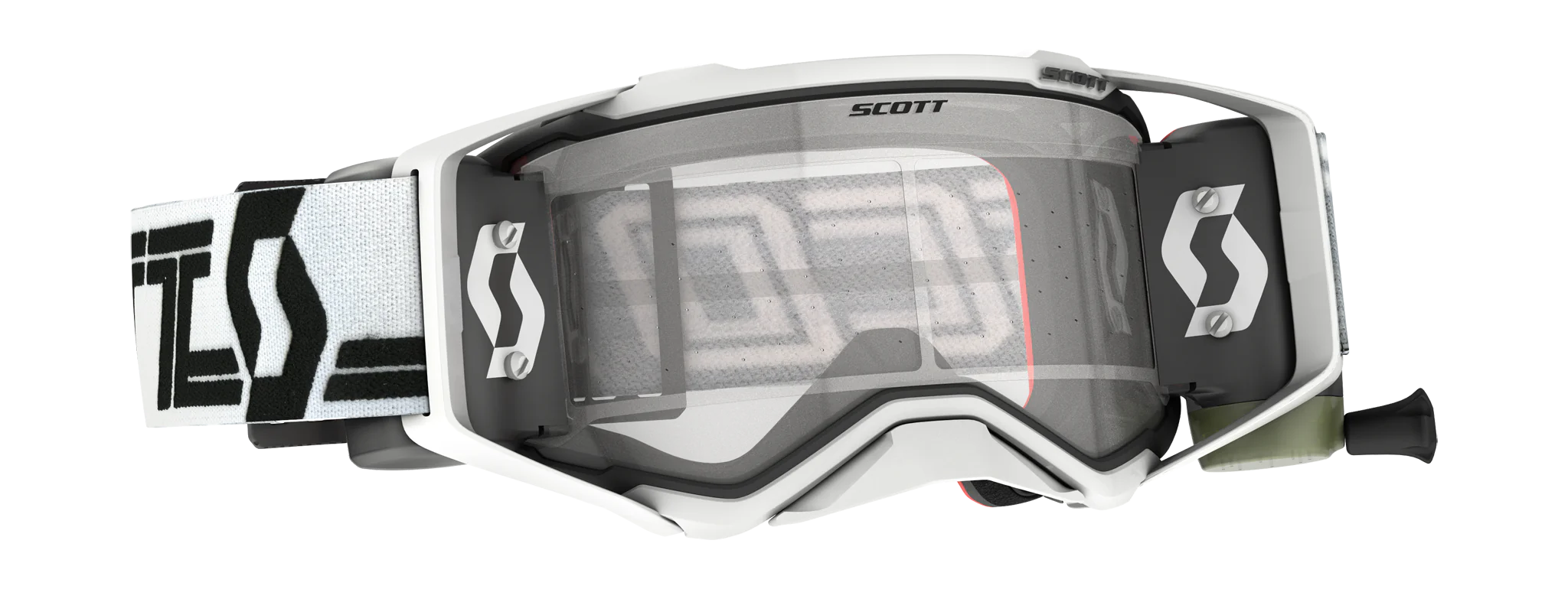 Scott Motocross Goggle Roll-Off Prospect WFS - White / Black - Clear