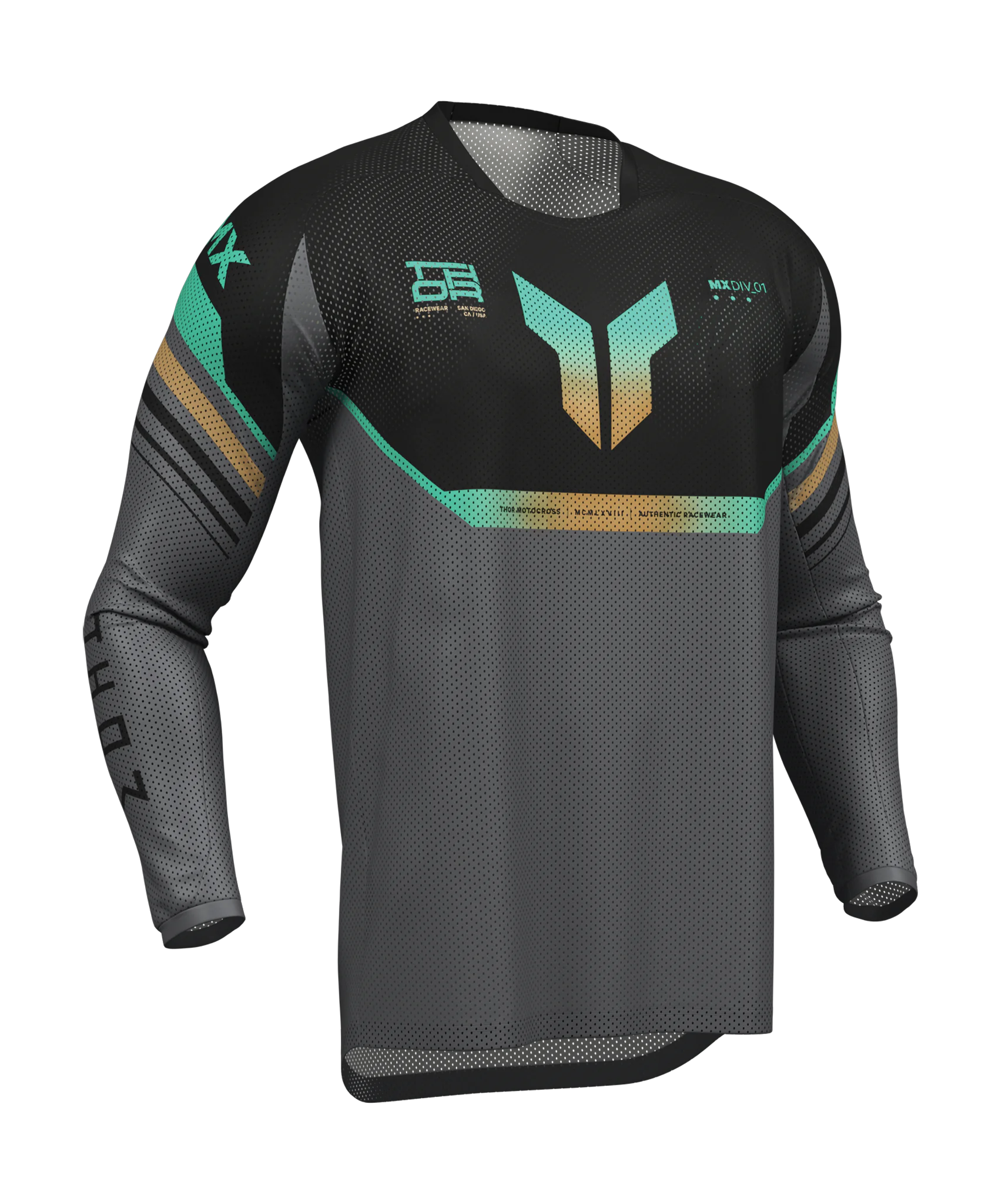 Thor Motocross Jersey 2026 Launchmode Vented Raptor - Black / Charcoal