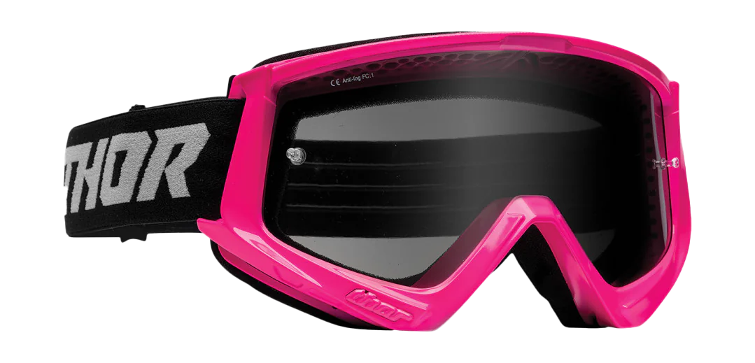 Thor Motocross Goggle Combat Sand Racer - Flo Pink / Grey - Smoke