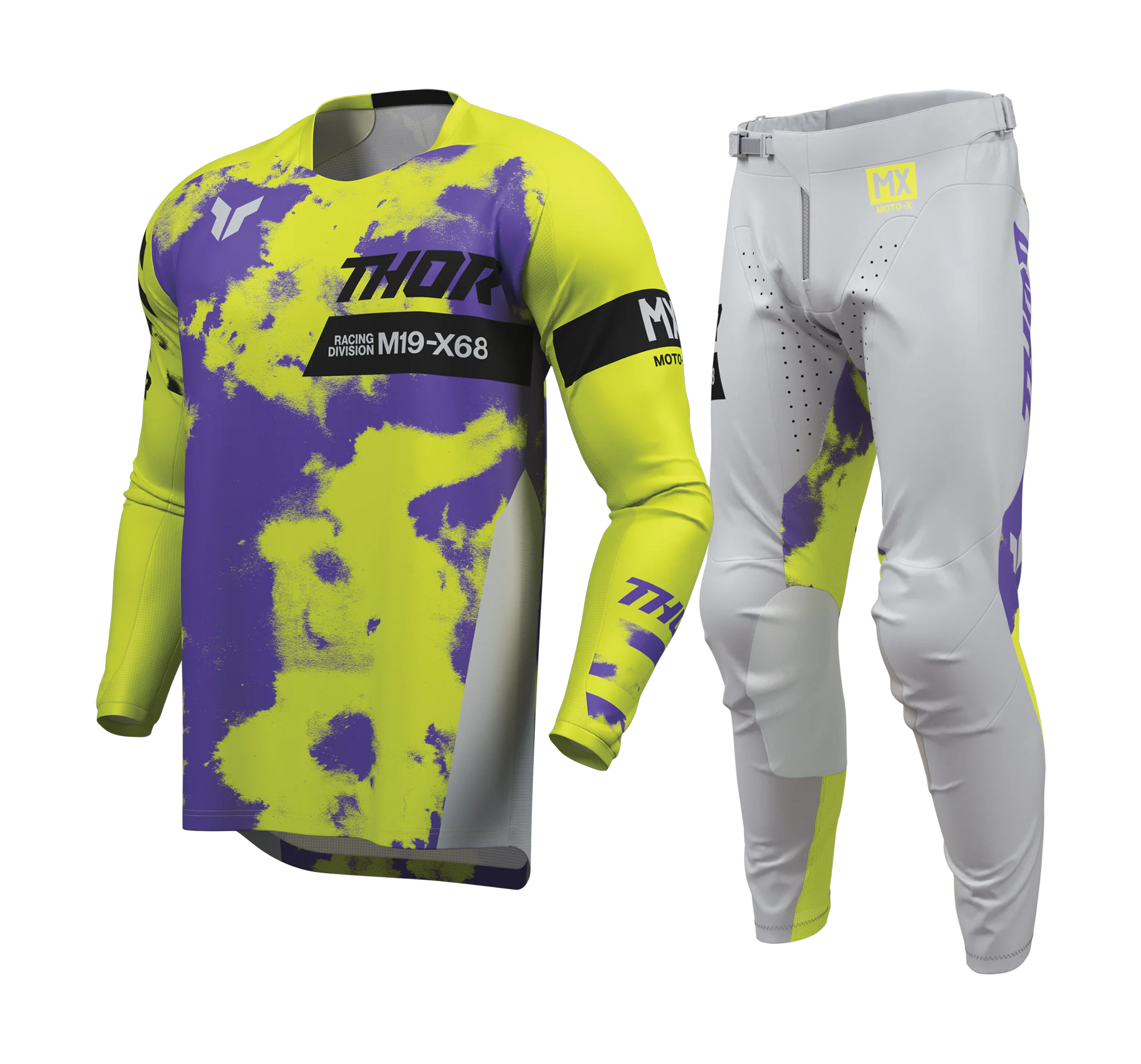 Thor Motocross Gear 2026 Launchmode Bleach - Grey / Acid