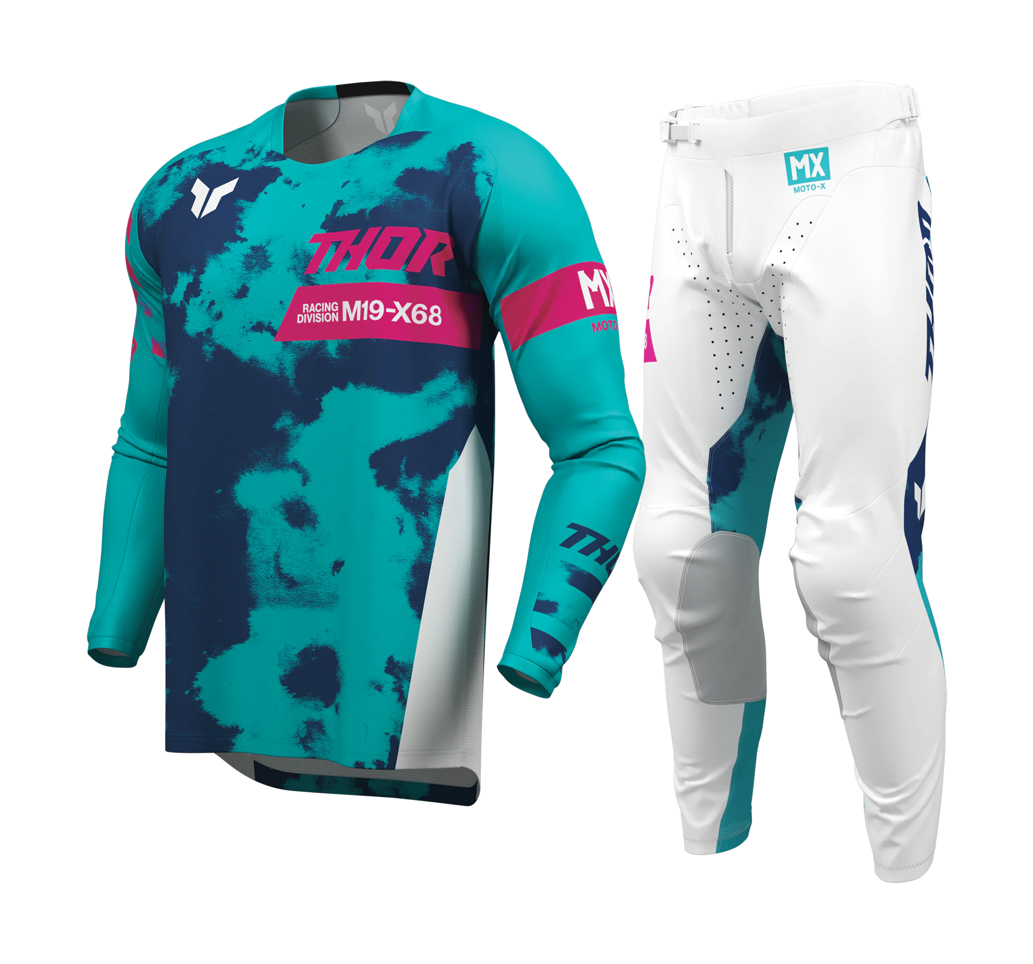 Thor Motocross Gear 2026 Launchmode Bleach - White / Aqua