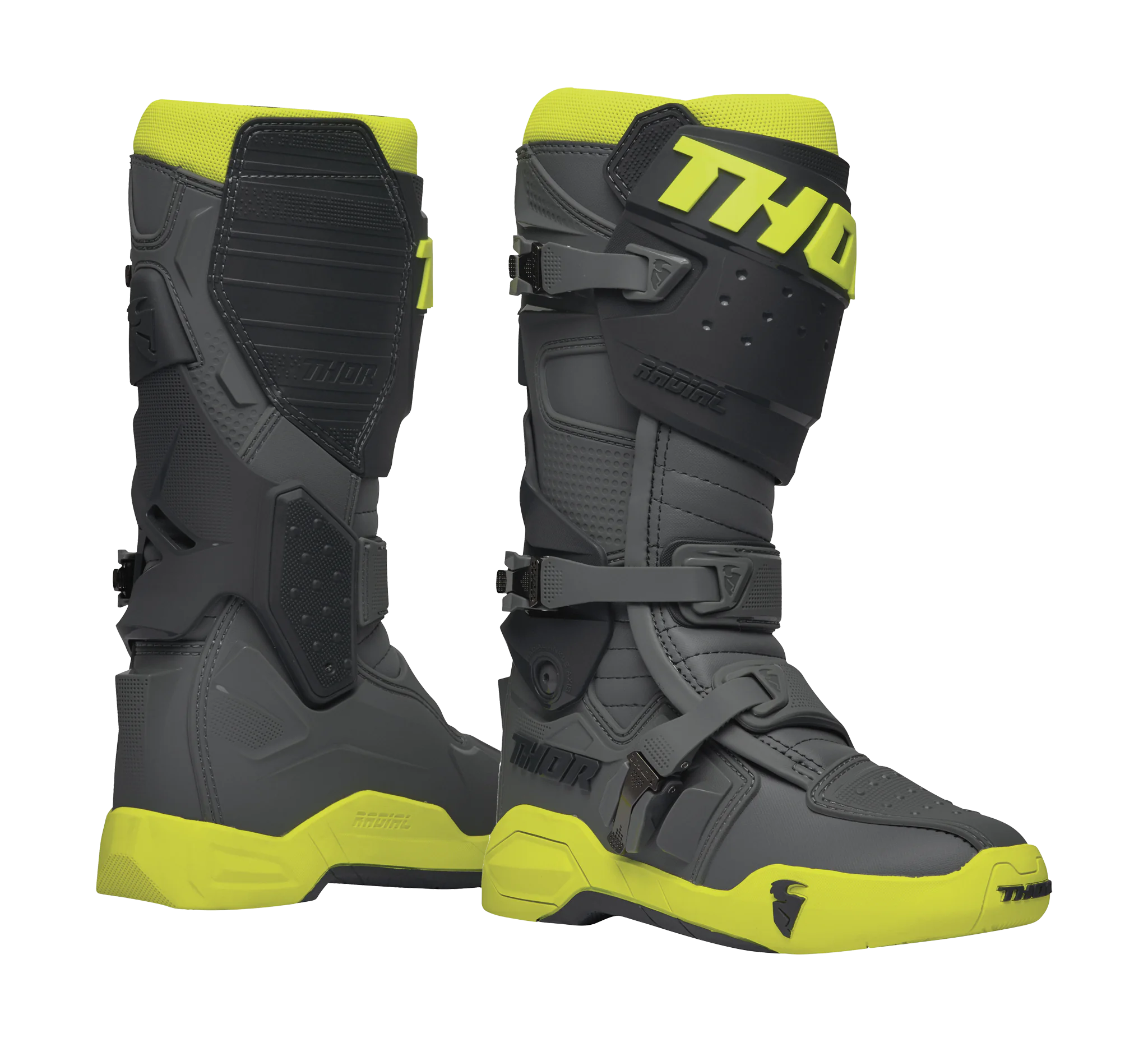 Thor Motocross Boots Radial - Grey / Fluo Yellow