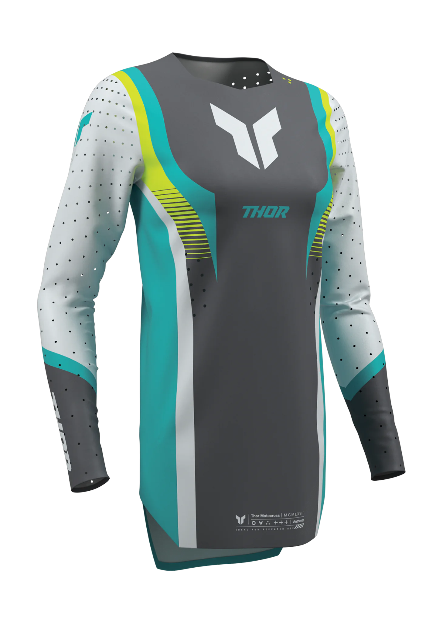 Thor Women Motocross Jersey 2026 Sportmode Velocity - Grey / Aqua