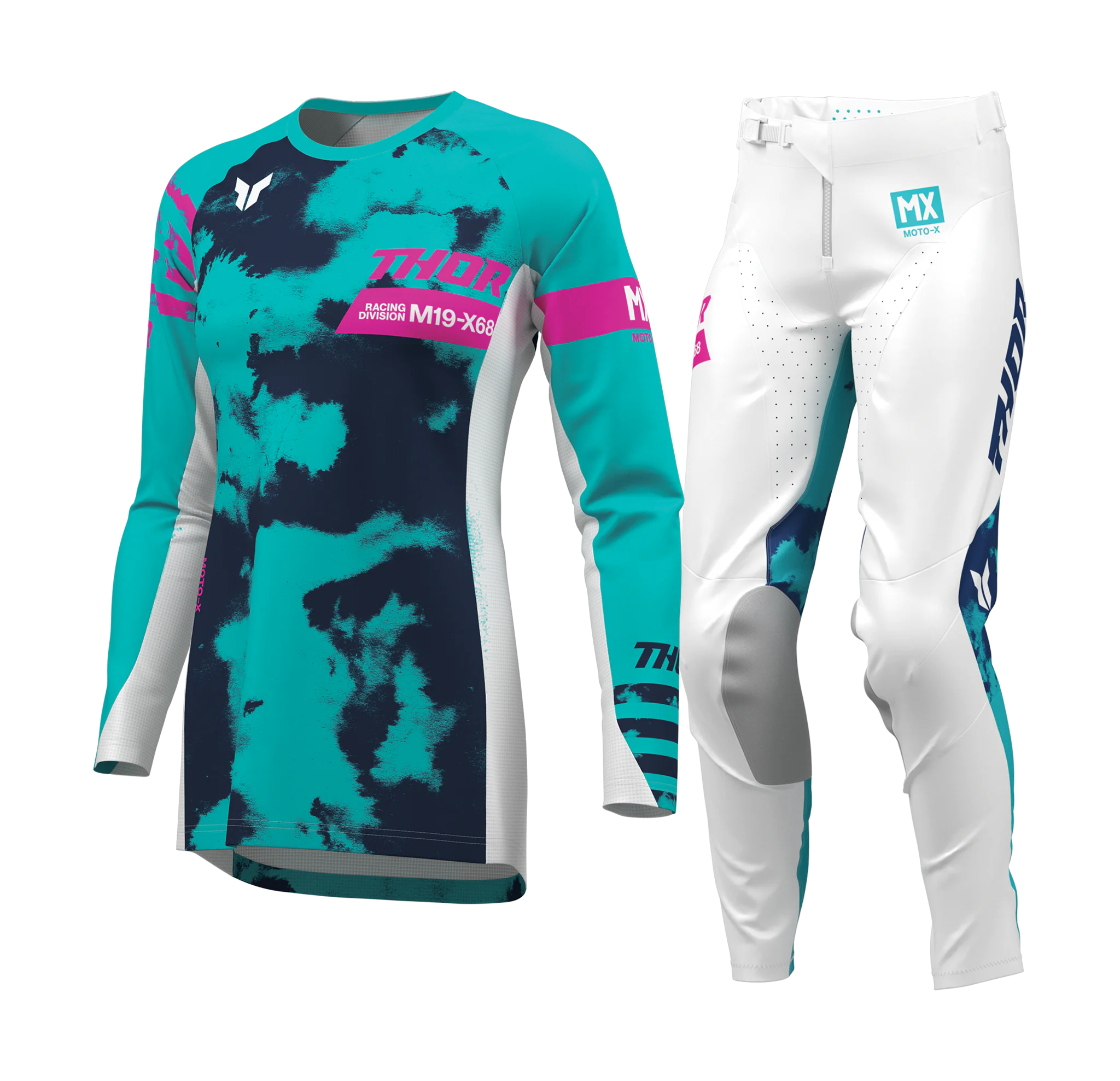 Thor Women Motocross Gear 2026 Launchmode Bleach - White / Aqua