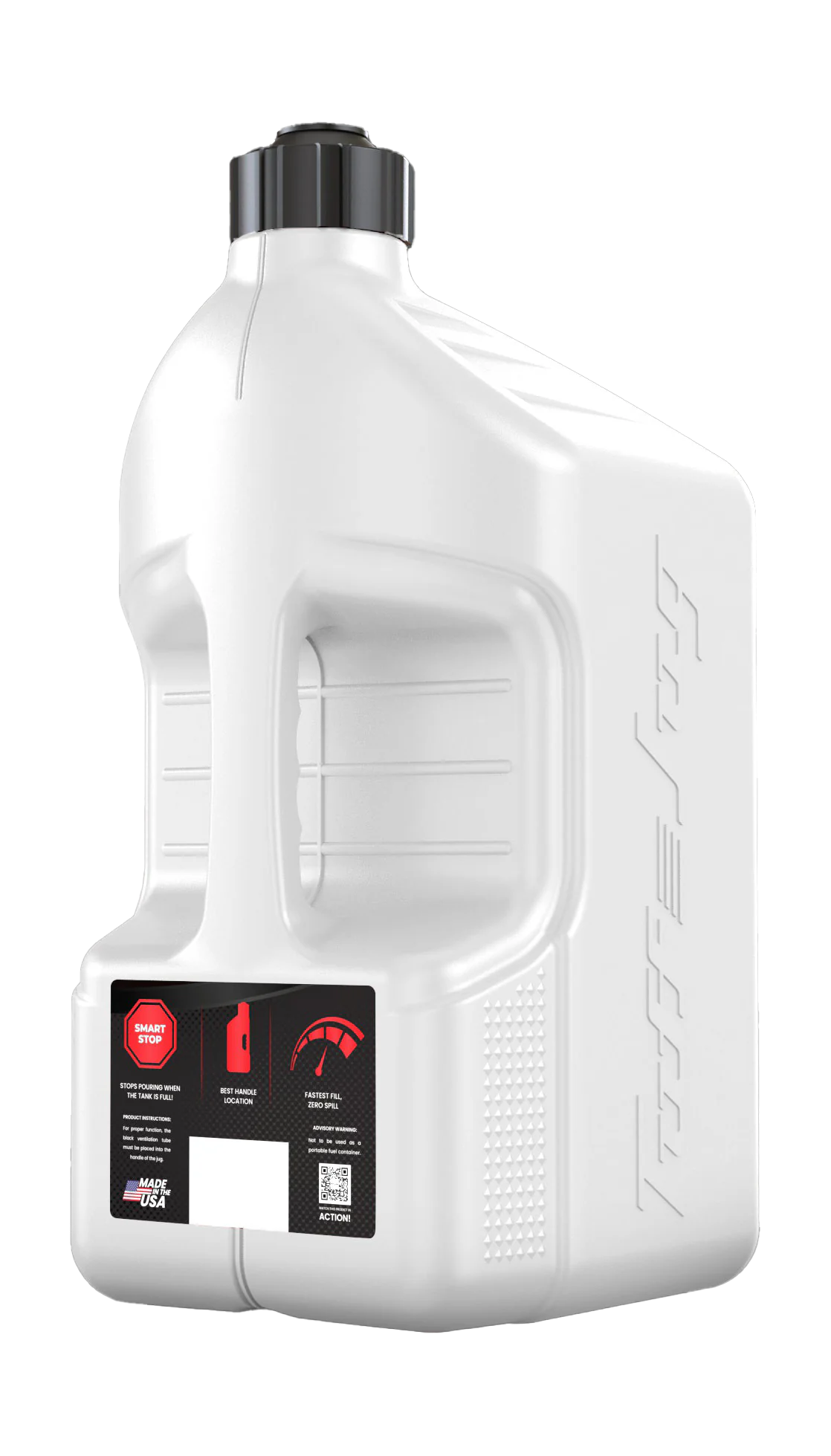 Tuff Jug Fuel Can Gen 3 Standard Cap &amp; Center Plug - White / Black - 20 L